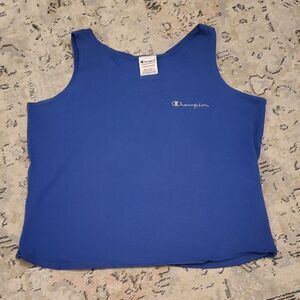 Champion Spell Out Muscle Tee Tank Top Sleeveless Large Womens Cropped Vintage